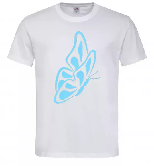 Чоловіча футболка Небесно-блакитний метелик Білий фото