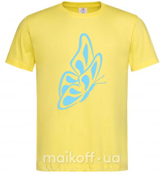 Мужская футболка Небесно голубая бабочка Лимонный фото