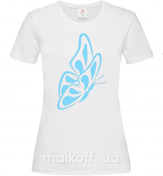 Женская футболка Небесно голубая бабочка Белый фото