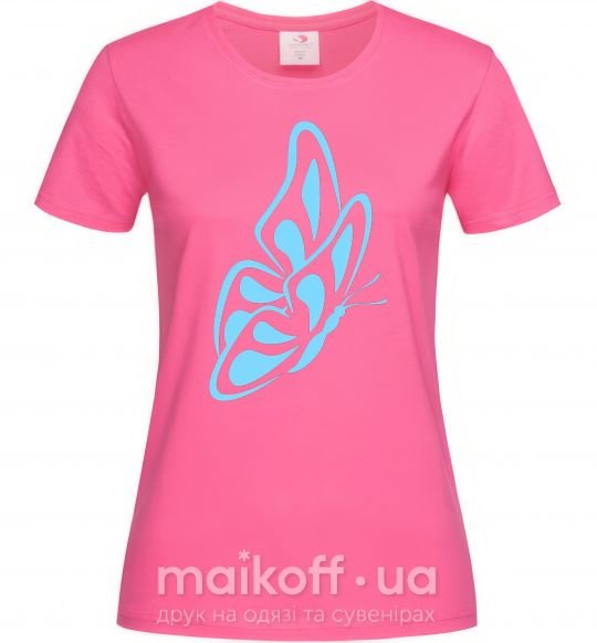 Женская футболка Небесно голубая бабочка Ярко-розовый фото