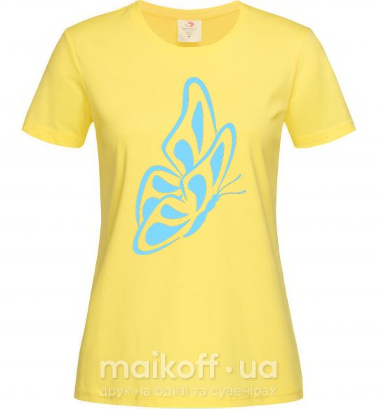 Женская футболка Небесно голубая бабочка Лимонный фото