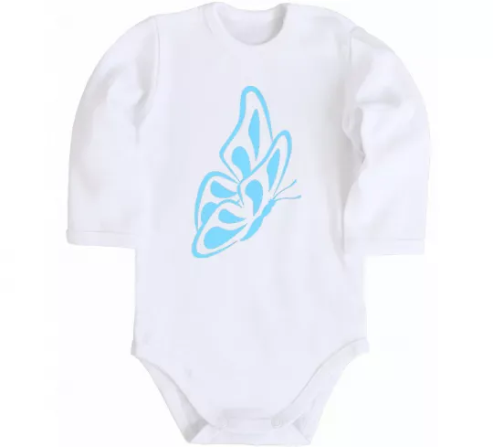 Дитячий бодік Небесно-блакитний метелик Білий фото