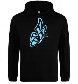 Мужская толстовка (худи) Небесно-блакитний метелик Черный фото