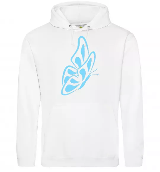 Мужская толстовка (худи) Небесно-блакитний метелик Белый фото