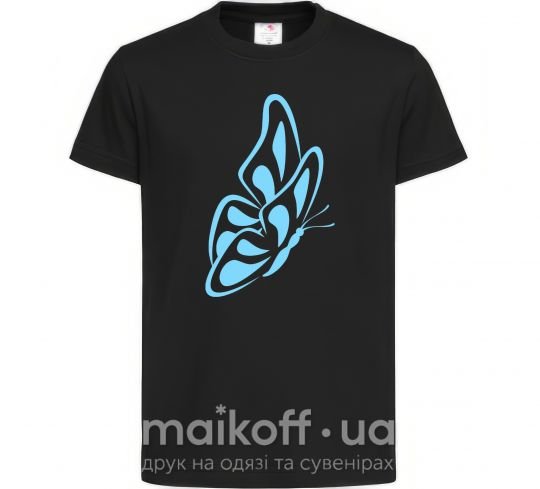 Дитяча футболка Небесно голубая бабочка Чорний фото
