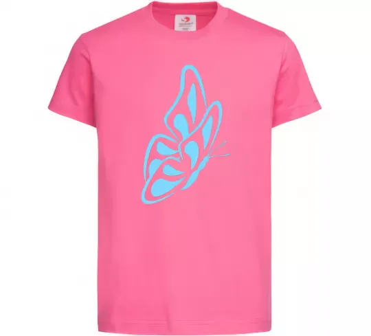 Дитяча футболка Небесно-блакитний метелик Яскраво-рожевий фото