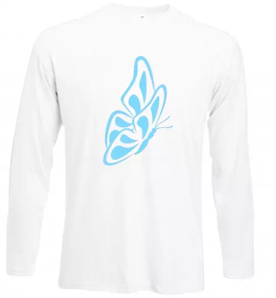 Лонгслів Небесно-блакитний метелик Білий фото