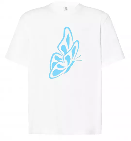 Футболка Оверсайз Небесно-блакитний метелик Білий фото