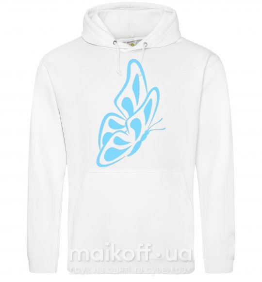Женская толстовка (худи) Небесно голубая бабочка Белый фото