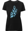 Жіноча преміум футболка Небесно-блакитний метелик Чорний фото