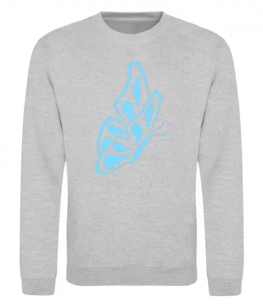 Світшот Небесно-блакитний метелик Сірий меланж фото