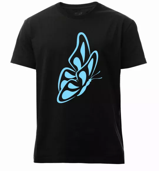 Чоловіча преміум футболка Небесно-блакитний метелик Чорний фото