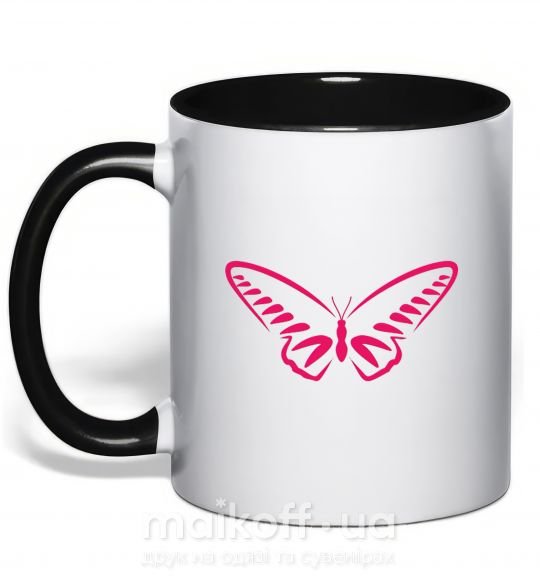 Чашка с цветной ручкой Fuchsia butterfly Черный фото