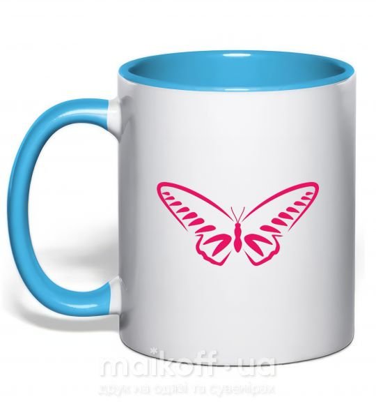 Чашка с цветной ручкой Fuchsia butterfly Голубой фото