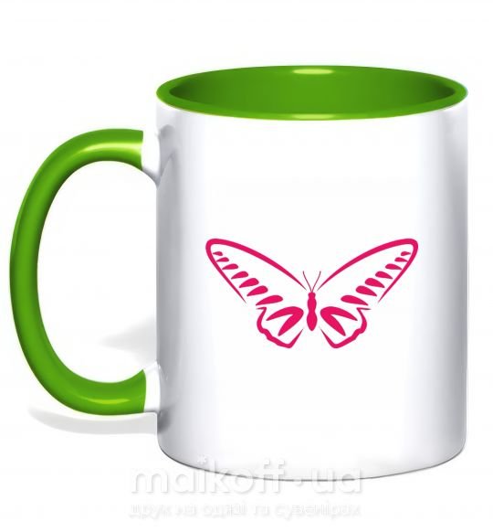 Чашка с цветной ручкой Fuchsia butterfly Зеленый фото
