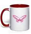 Чашка с цветной ручкой Fuchsia butterfly Красный фото
