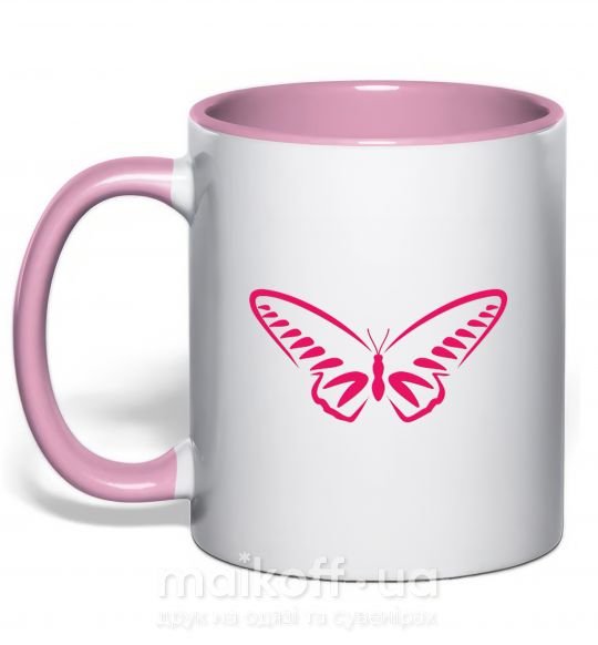 Чашка с цветной ручкой Fuchsia butterfly Нежно розовый фото