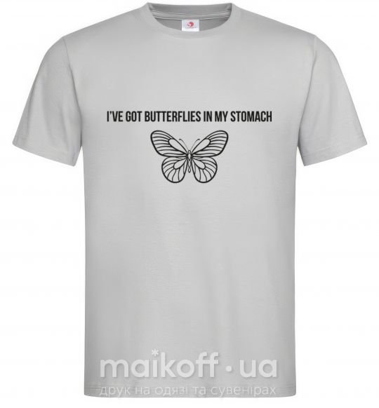 Мужская футболка I've got butterflies in my stomach Серый фото