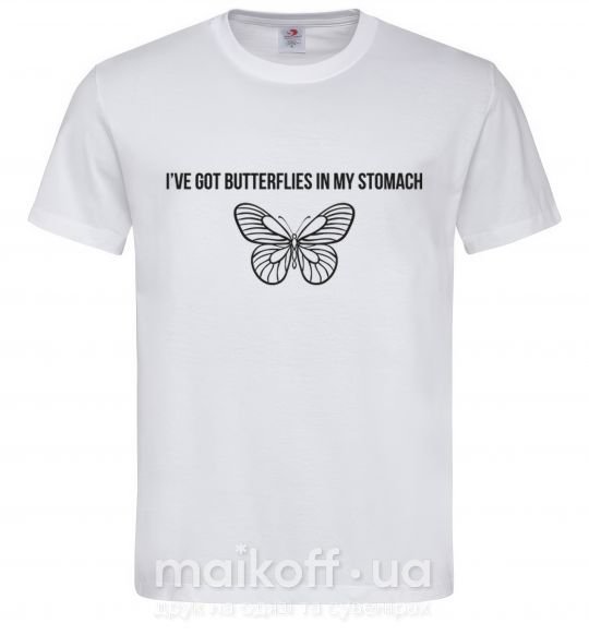 Мужская футболка I've got butterflies in my stomach Белый фото