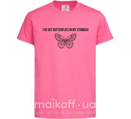 Дитяча футболка I've got butterflies in my stomach Яскраво-рожевий фото
