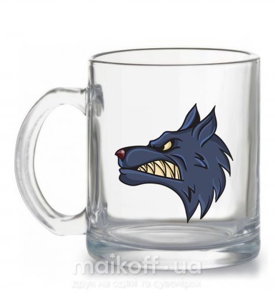 Чашка стеклянная Angry wolf Прозрачный фото