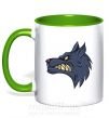 Чашка с цветной ручкой Angry wolf Зеленый фото