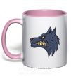 Чашка з кольоровою ручкою Angry wolf Ніжно рожевий фото