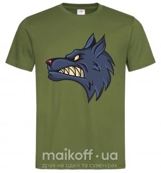 Мужская футболка Angry wolf Оливковый фото