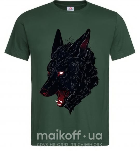 Мужская футболка Black red wolf Темно-зеленый фото