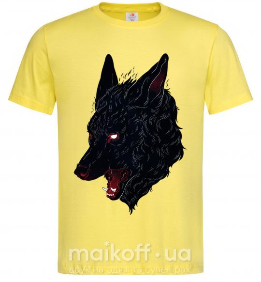 Мужская футболка Black red wolf Лимонный фото