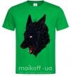 Мужская футболка Black red wolf Зеленый фото