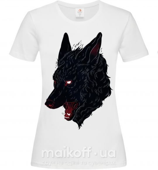 Женская футболка Black red wolf Белый фото