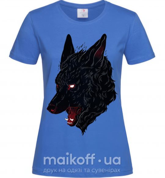 Жіноча футболка Black red wolf Яскраво-синій фото