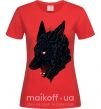Жіноча футболка Black red wolf Червоний фото