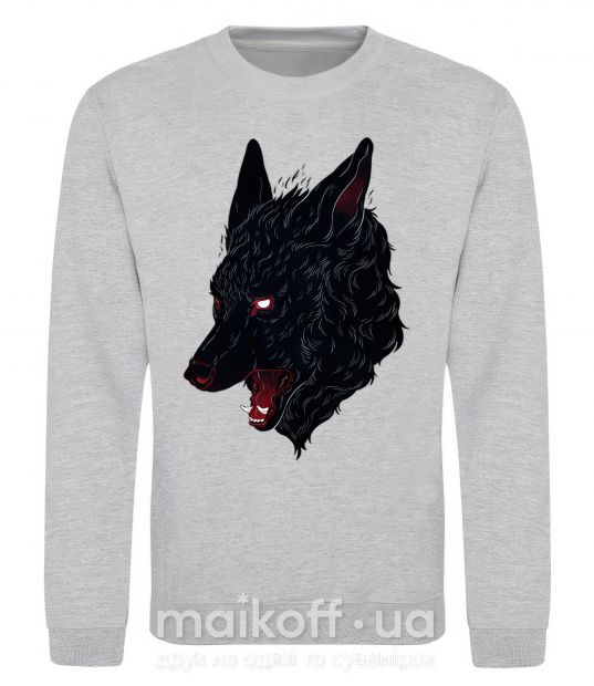 Свитшот Black red wolf Серый меланж фото