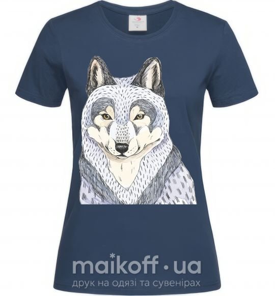 Жіноча футболка Wolf illustration Темно-синій фото