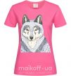 Жіноча футболка Wolf illustration Яскраво-рожевий фото
