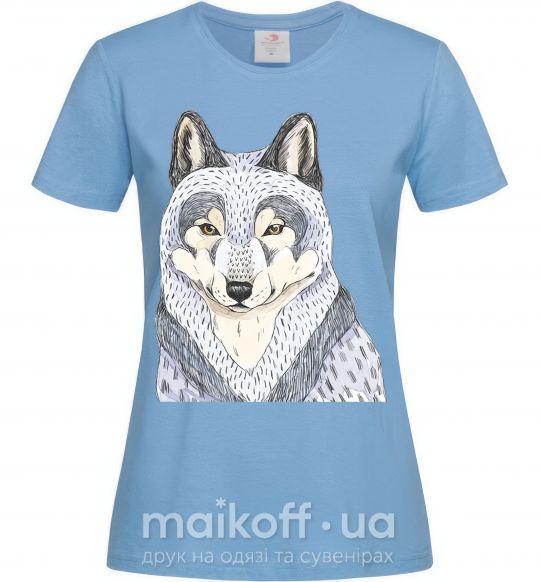 Жіноча футболка Wolf illustration Блакитний фото