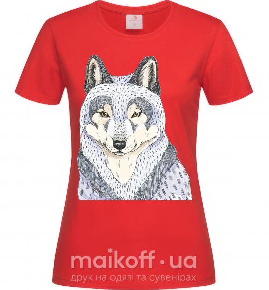 Жіноча футболка Wolf illustration Червоний фото