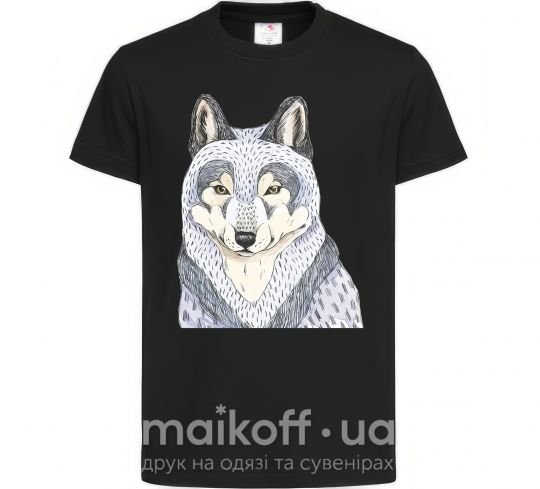 Детская футболка Wolf illustration Черный фото