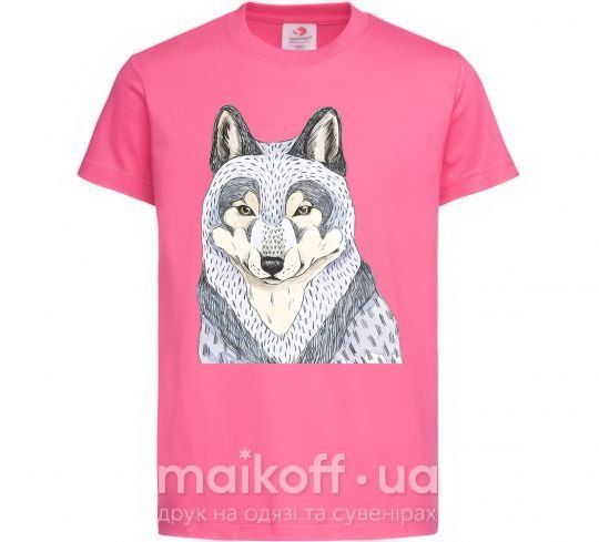 Детская футболка Wolf illustration Ярко-розовый фото
