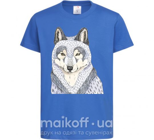 Детская футболка Wolf illustration Ярко-синий фото