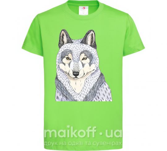 Детская футболка Wolf illustration Лаймовый фото