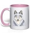 Чашка с цветной ручкой Wolf illustration Нежно розовый фото