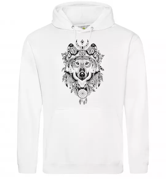 Чоловіча толстовка (худі) Малюнок вовка Білий фото