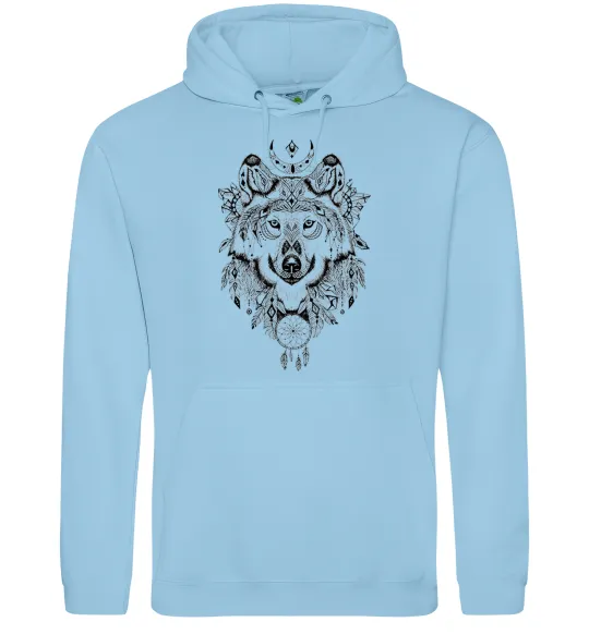Чоловіча толстовка (худі) Малюнок вовка Блакитний фото