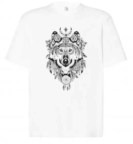 Футболка Оверсайз Малюнок вовка Белый фото