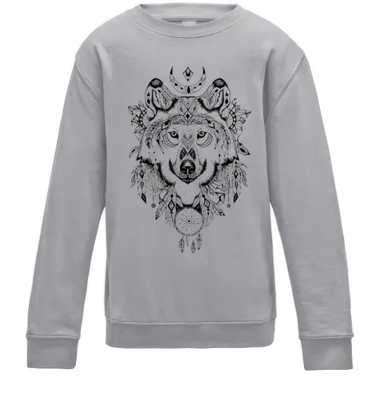 Детский Свитшот Малюнок вовка Серый меланж фото