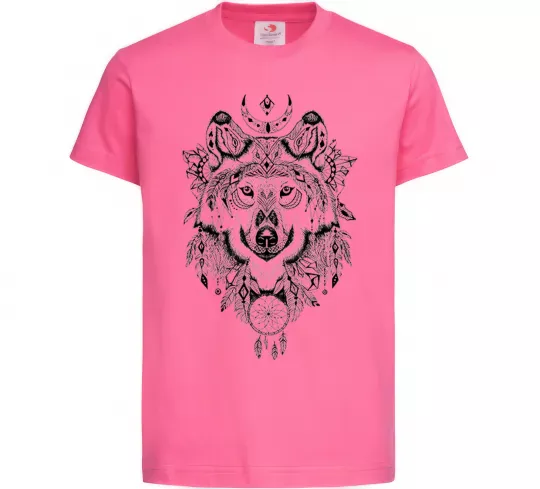 Детская футболка Малюнок вовка Ярко-розовый фото