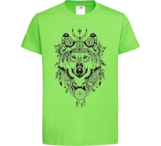 Детская футболка Малюнок вовка Лаймовый фото
